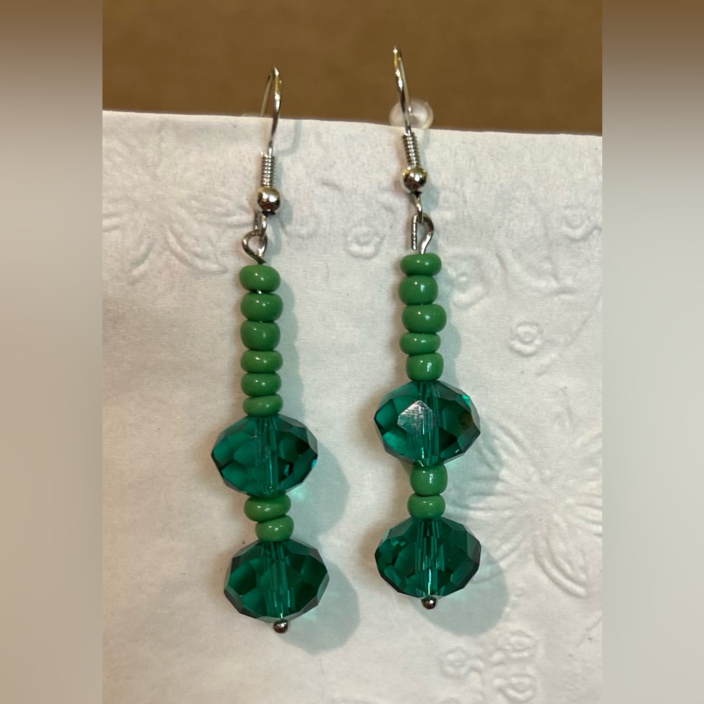 Hand Made Earrings Green